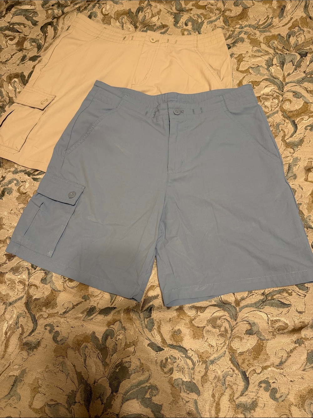 Weatherproof Women's Cargo Shorts in Blue and Tan